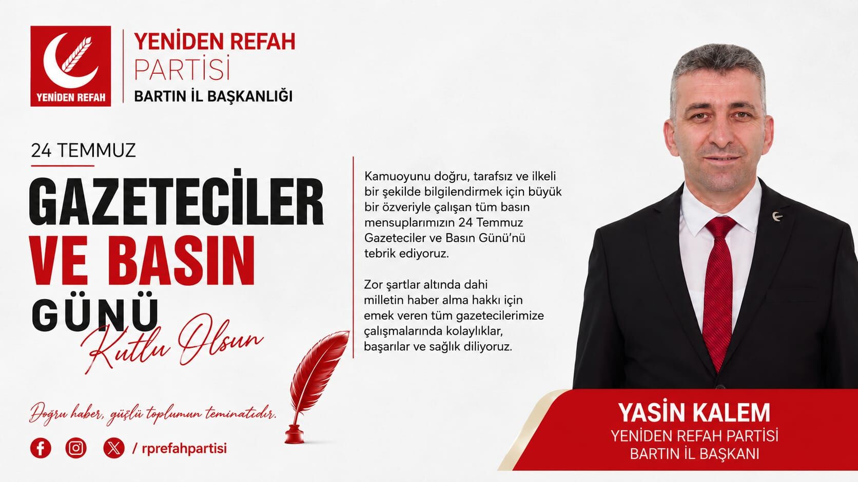 Kalem’den 24 Temmuz Gazeteciler ve Basın Bayramı mesajı