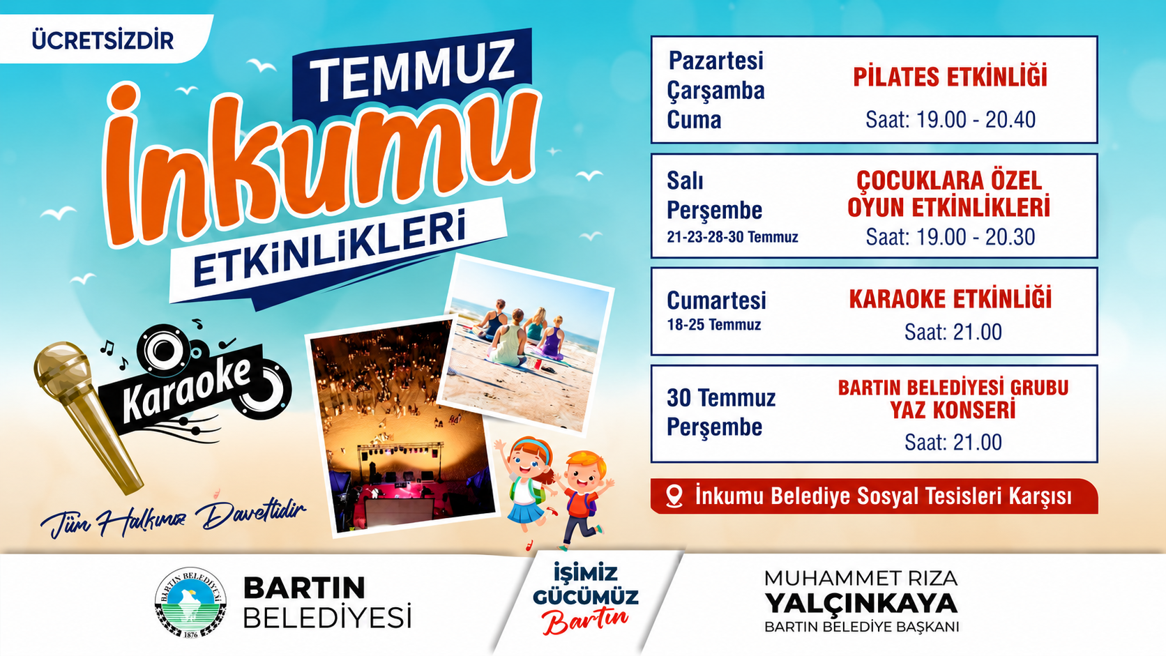 İnkum'da Temmuz Akşamları Ücretsiz Etkinliklerle Şenlenecek