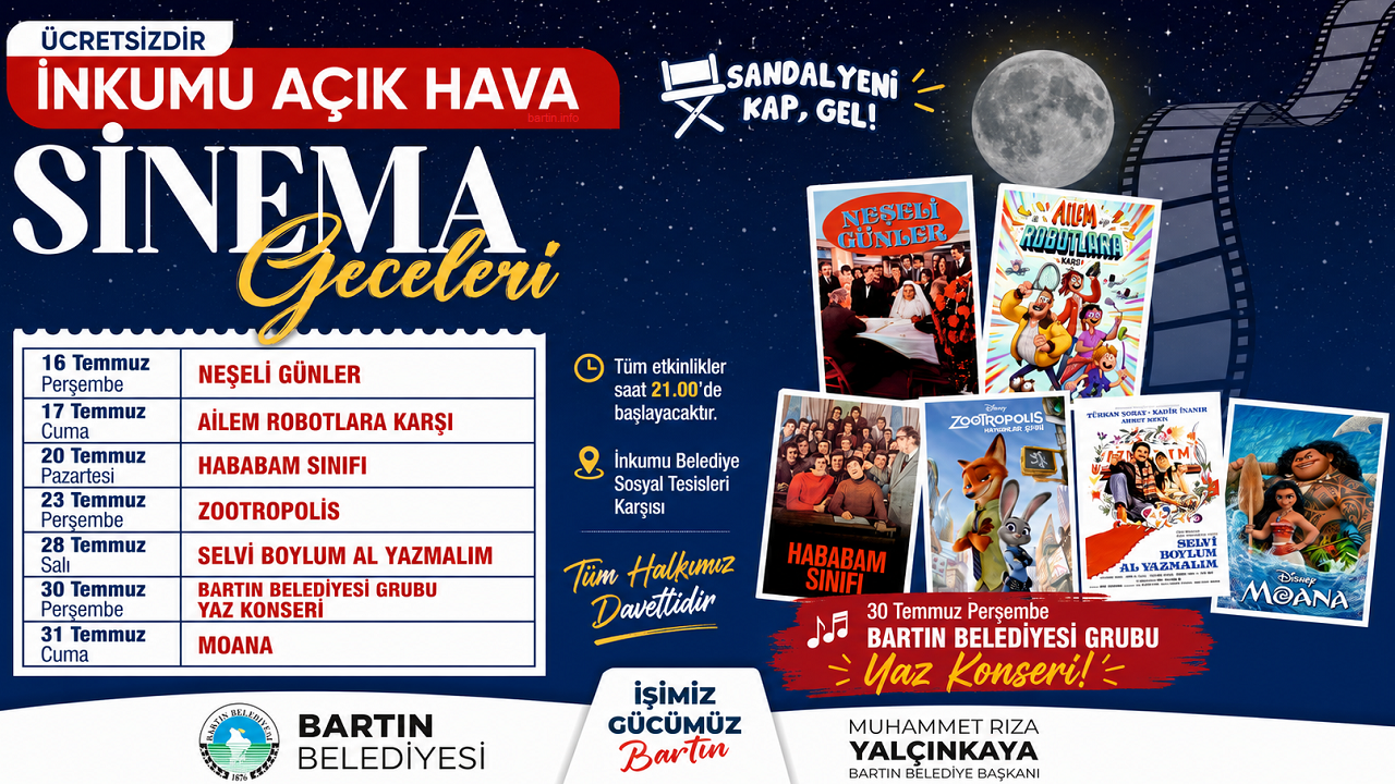 İnkumu'nda Yaz Akşamları Sinemayla Şenlenecek