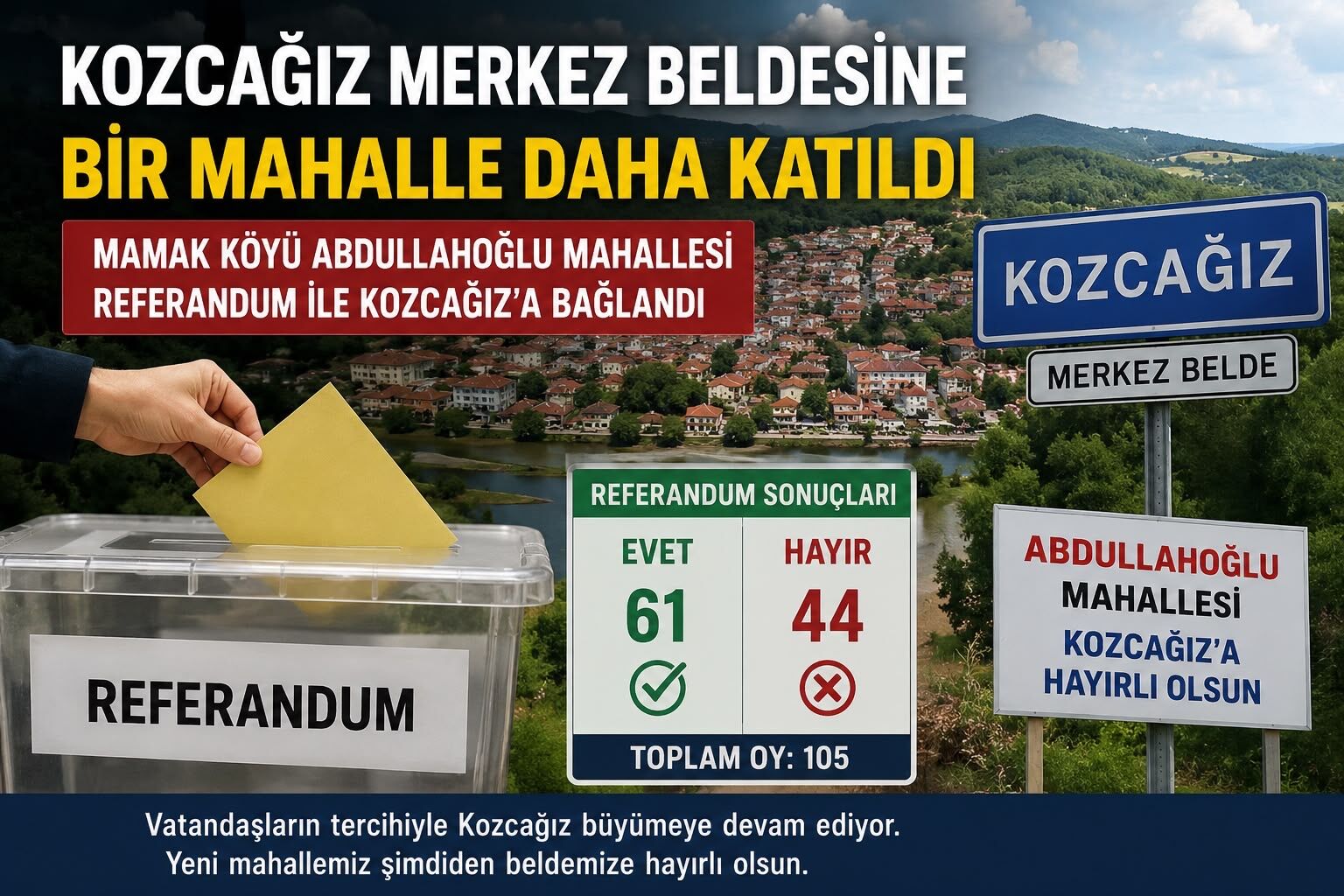 Bir Mahalle Daha Kozcağız’a Bağlanmak İçin EVET Dedi