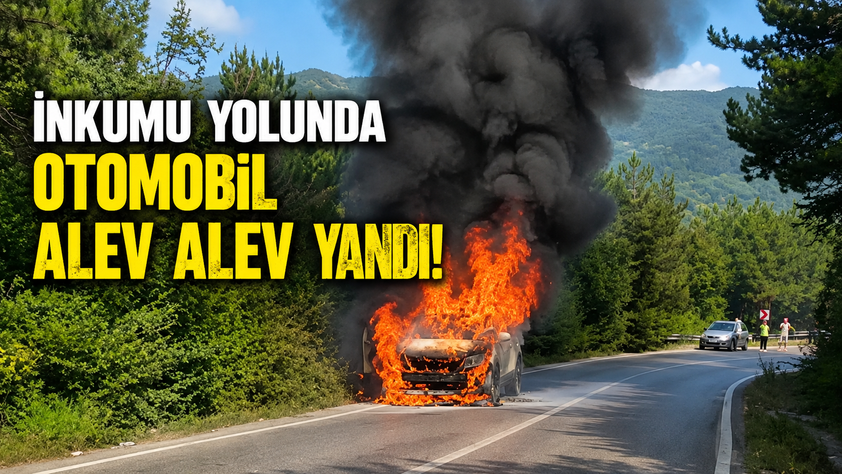 İnkumu Yolunda Otomobil Alev Alev Yandı