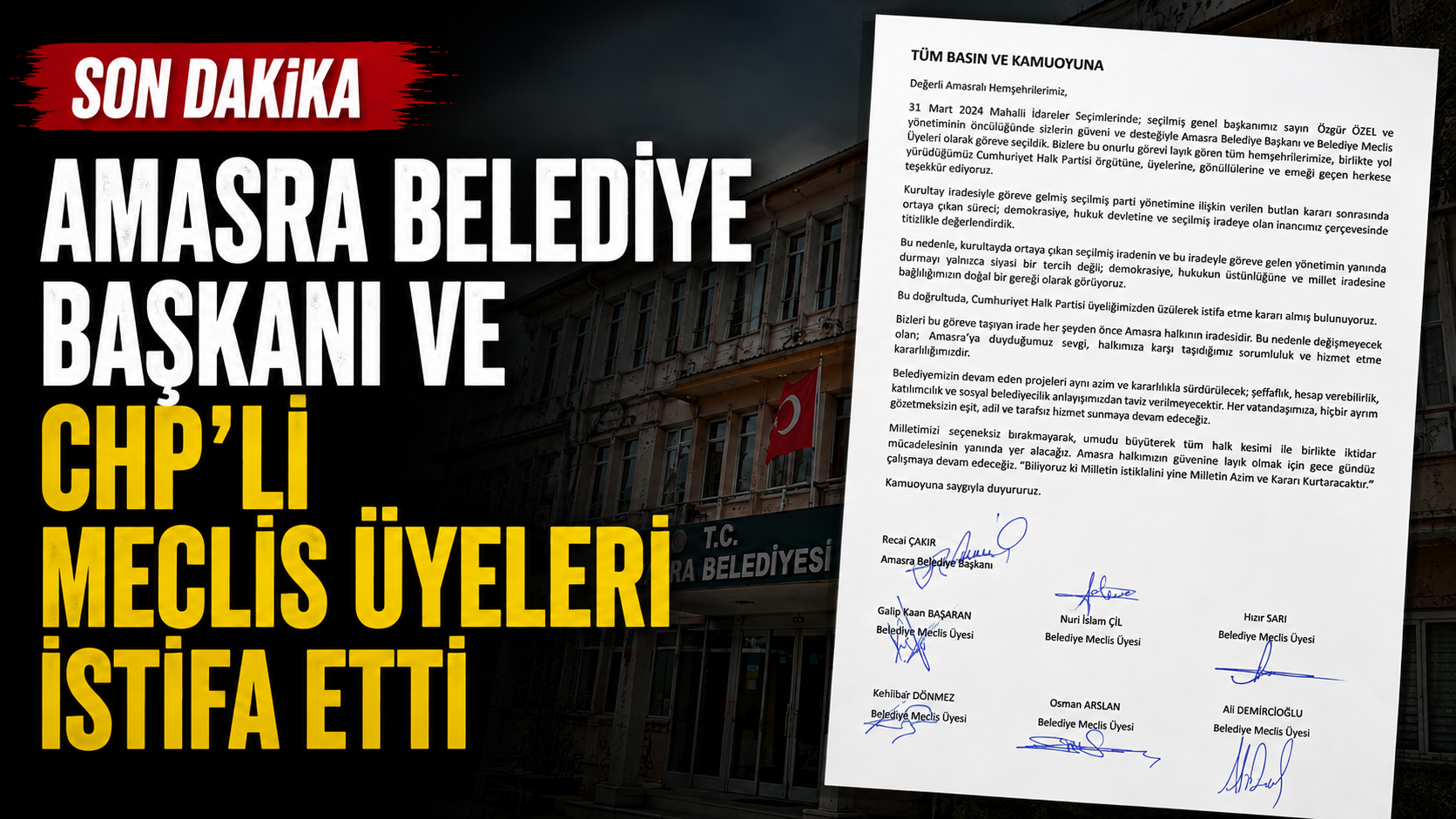 Amasra Belediye Başkanı ve CHP’li Meclis Üyeleri İstifa Etti