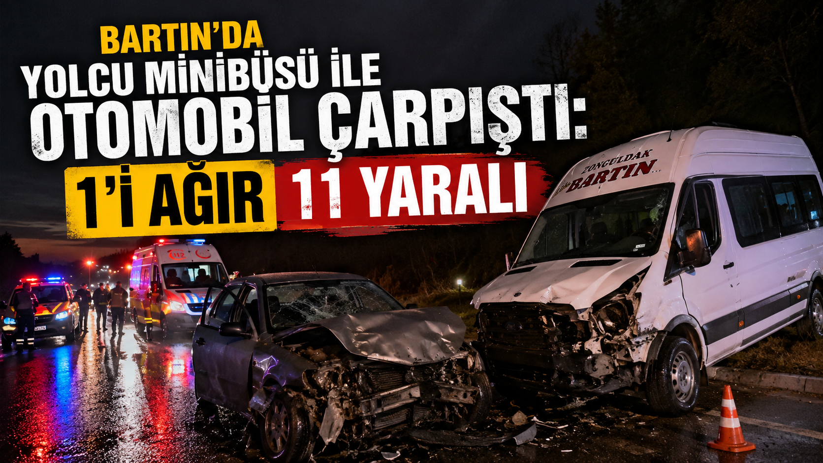 Bartın’da yolcu minibüsü ile otomobil çarpıştı: 11 yaralı