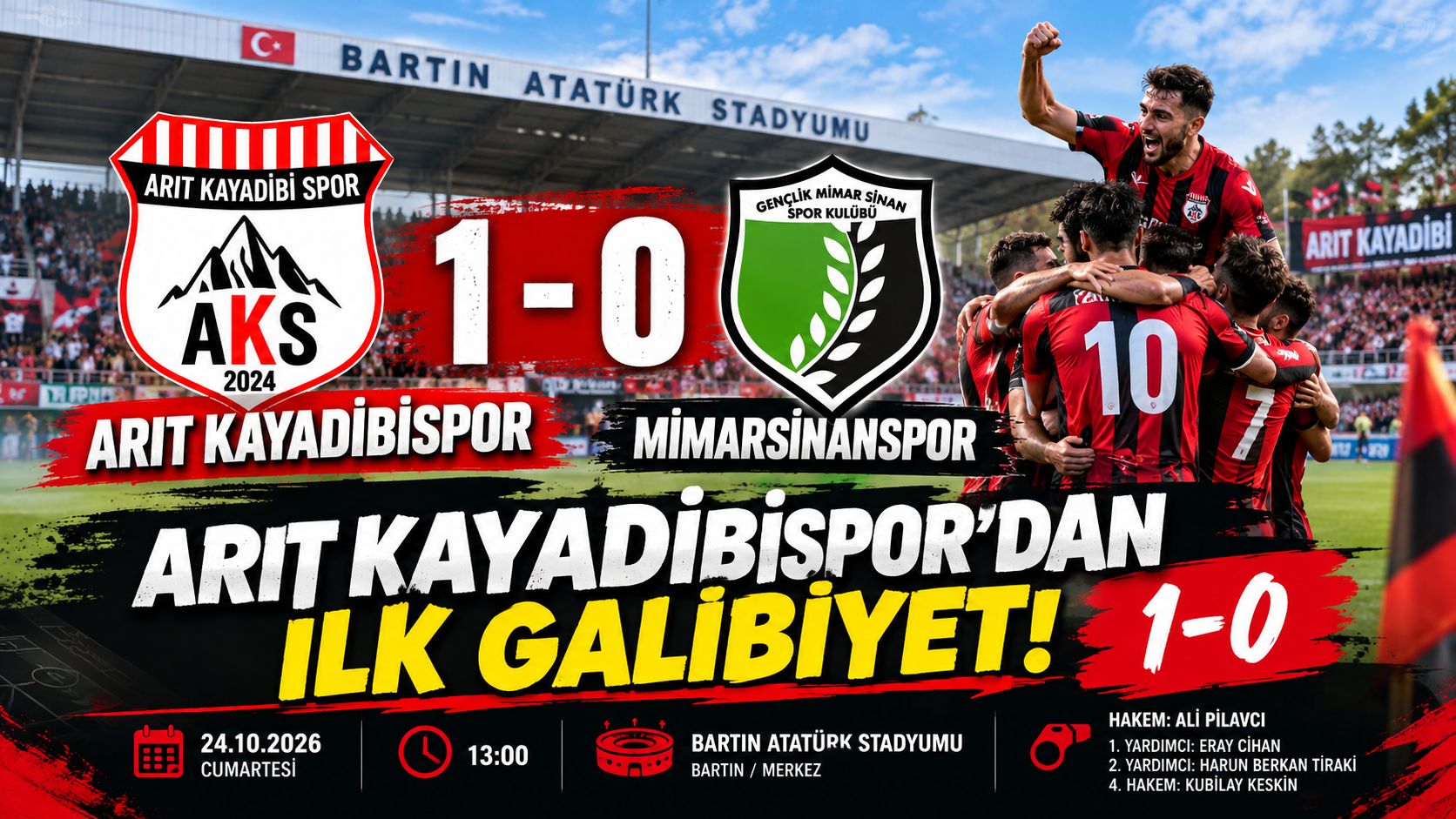 Arıt Kayadibispor’dan İlk Galibiyet: 1-0