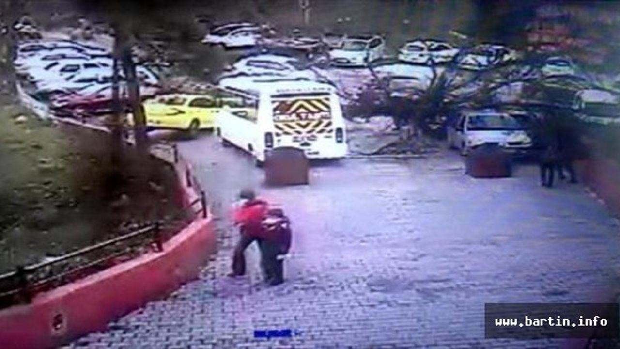 Ağacın araçların üzerine devrilmesi güvenlik kamerasında