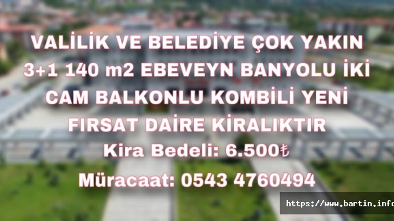 Valilik ve Belediye’ye Yakın Geniş Lüks Kiralık Daire