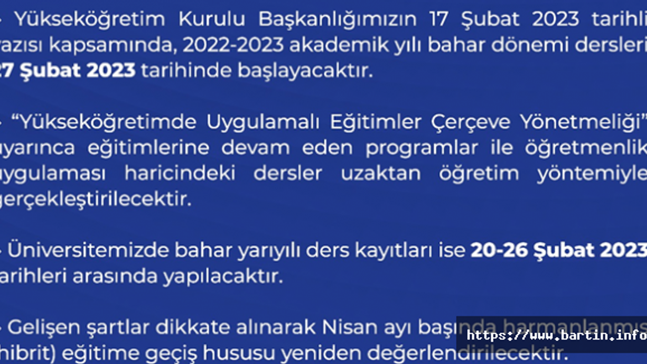 16 Soruda Üniversitelerde Bahar Yarı Yılı