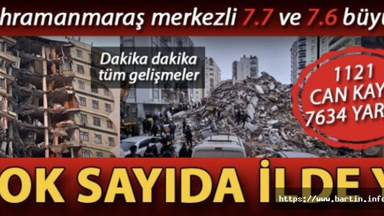 7.7 ve 7.6’lık Depremde 1.121 Can Kaybı