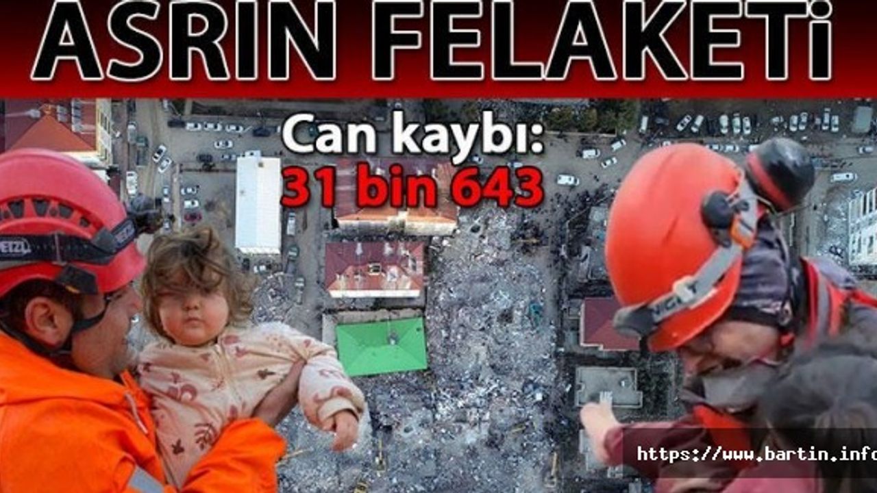 Deprem felaketinde 8. gün:  31 bin 643 Can Kaybı