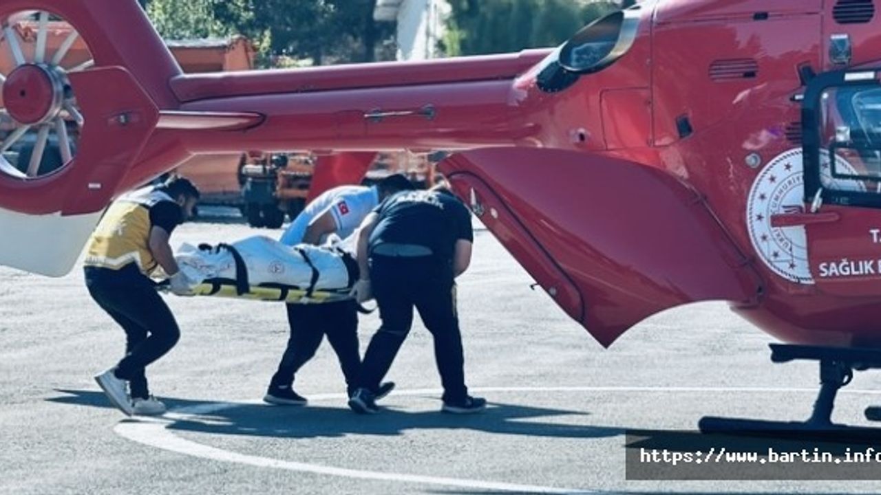 Bacağını testereye kaptırdı, helikopterle sevk edildi