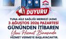 Tuna Mahallesi Aile Sağlığı Merkezi Taşınıyor