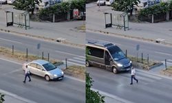 Yaya geçidinde defalarca karşıya geçip geri döndü