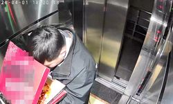 Götürdüğü pizzayı yiyip asansöre tuvaletini yaptı