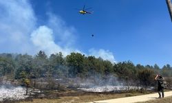 Komşuda orman yangınına helikopterle müdahale ediliyor