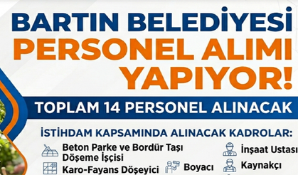 Bartın Belediyesi 14 Personel Alacak