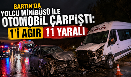 Bartın’da yolcu minibüsü ile otomobil çarpıştı: 11 yaralı