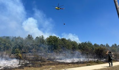 Komşuda orman yangınına helikopterle müdahale ediliyor