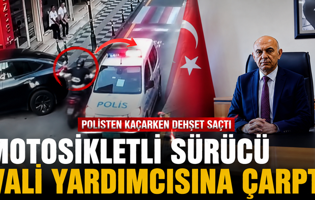Polisten kaçan motosikletli sürücü vali yardımcısına çarptı
