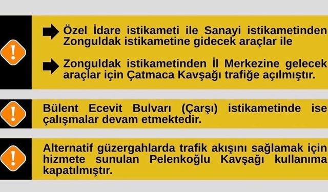 Sürücüler Dikkat ! Çatmaca Kavşağında yeni aşama