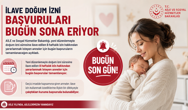 İlave doğum izni başvuruları bugün sona eriyor
