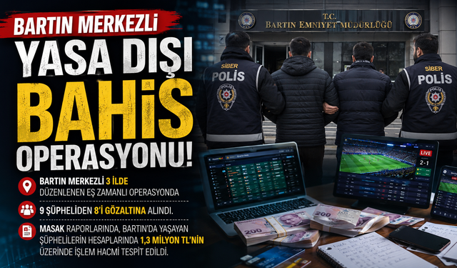 Bartın Merkezli Yasa Dışı Bahis Operasyonu: 8 Gözaltı