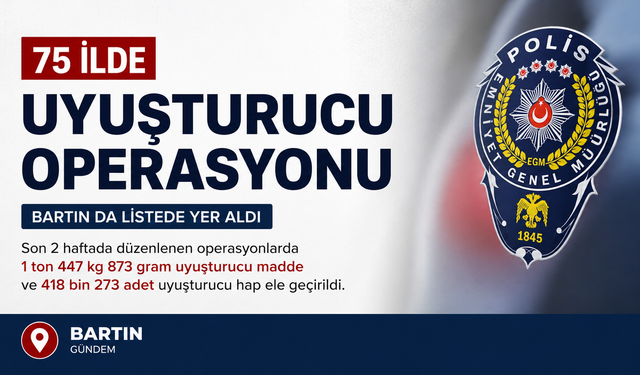 1,5 Ton Uyuşturucu Ele Geçirildi: Bartın da Listede