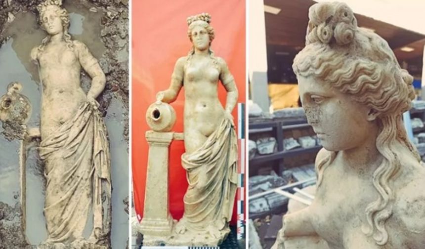 Bartın&#039;ın Amasra ilçesindeki Amastris Antik Kenti&#039;nde yapılan kazılarda, 1800 yıllık olduğu düşünülen su perisi heykeli bulundu.