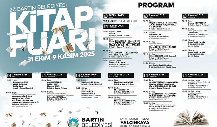 27. Bartın Kitap Fuarı Programı Belli Oldu