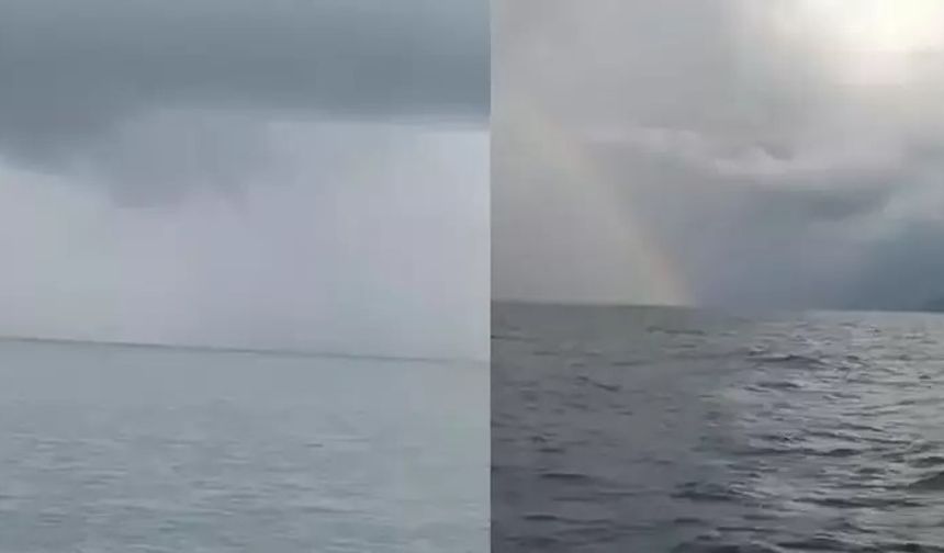 Denizde önce hortum sonra gökkuşağı