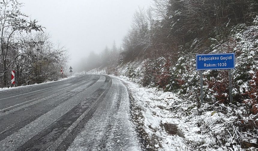 Bartın'ın yükseklerinde kar yağışı etkili oluyor
