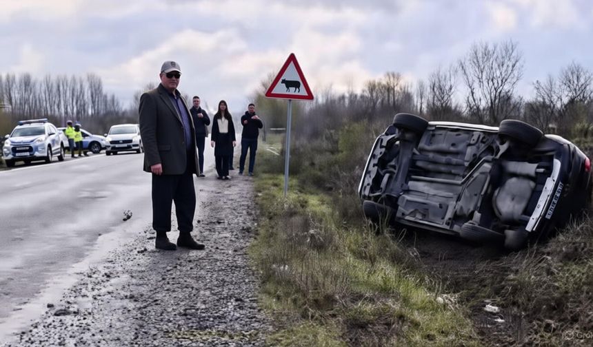 Bartın’da Korkutan Kaza: Savrulan Araç Yan Yattı