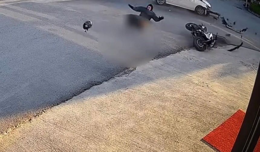 Sanayi’de otomobile çarpan motosiklet sürücüsü ağır yaralandı