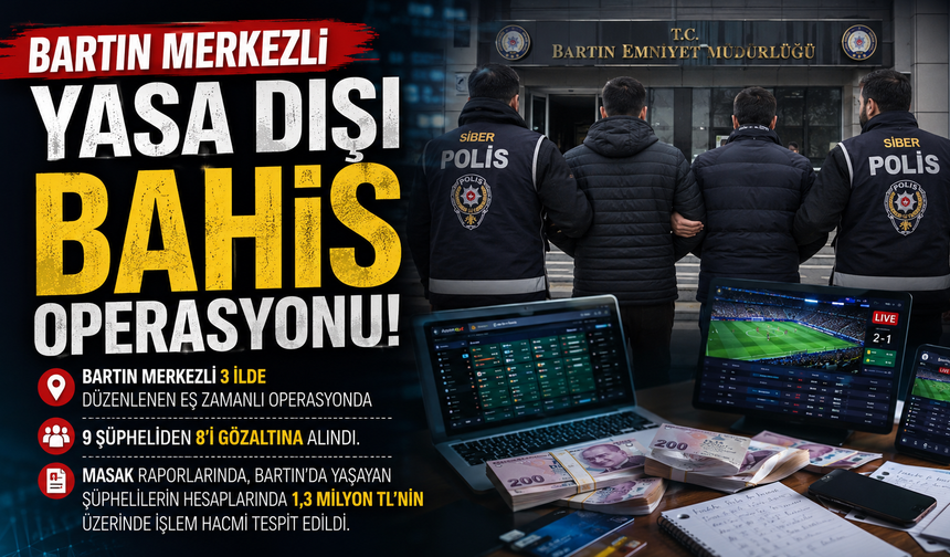 Bartın Merkezli Yasa Dışı Bahis Operasyonu: 8 Gözaltı