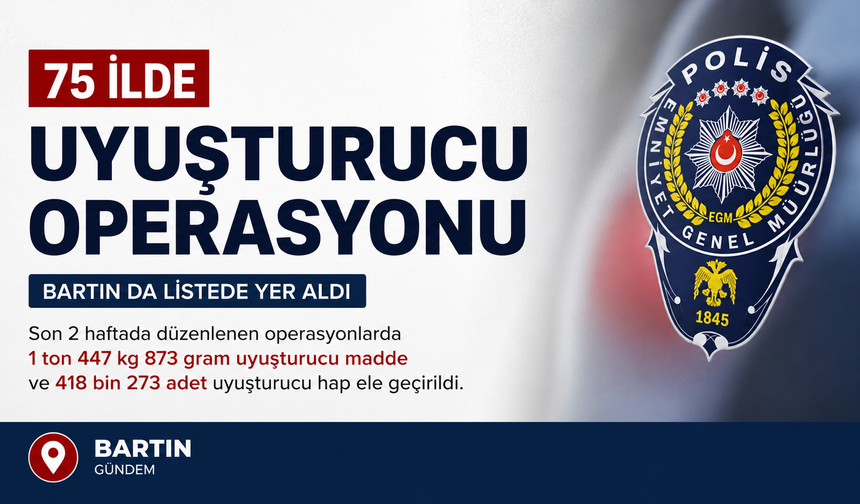 1,5 Ton Uyuşturucu Ele Geçirildi: Bartın da Listede