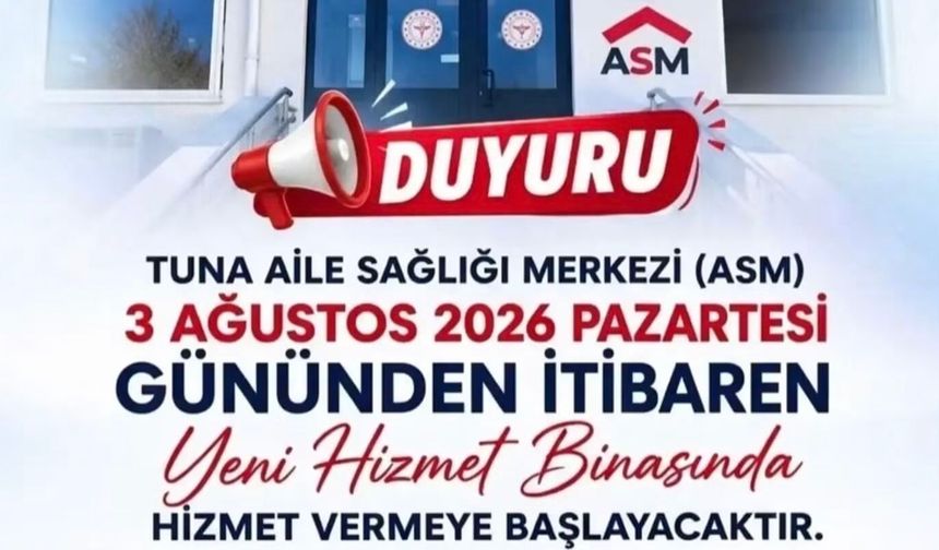 Tuna Mahallesi Aile Sağlığı Merkezi Taşınıyor