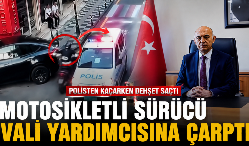 Polisten kaçan motosikletli sürücü vali yardımcısına çarptı