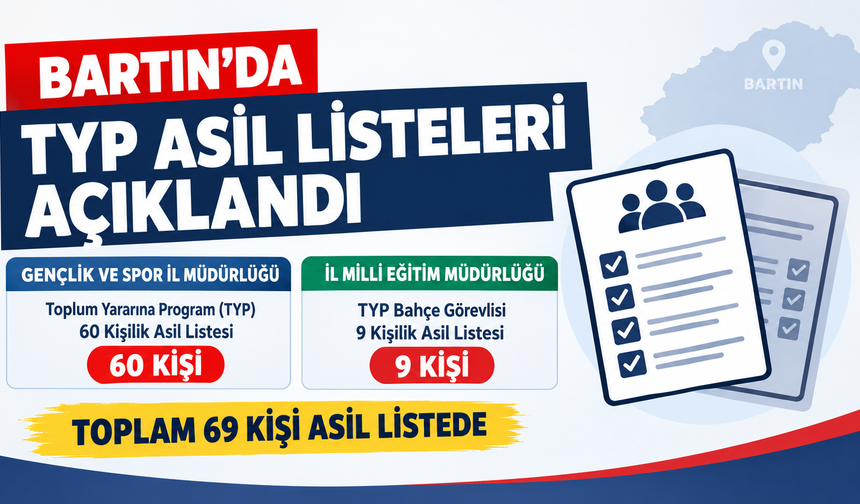 Bartın’da TYP Asil Listeleri Açıklandı: 69 Kişilik Tam Liste